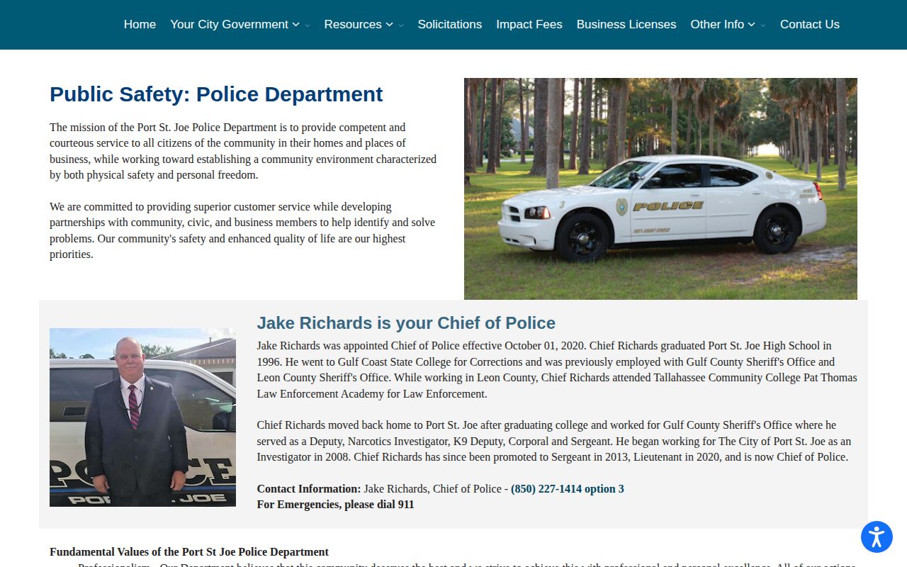 Port St. Joe Police Department arrest records source in Gulf County